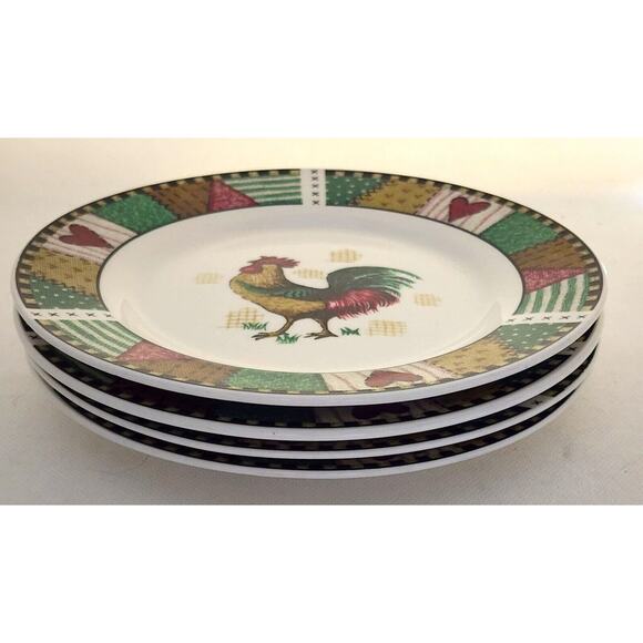 PLATES/DESSERT-HOME TRENDS-Rustic Rooster-Country Design-7.5" Diameter-Set of 4 - Picture 8 of 13